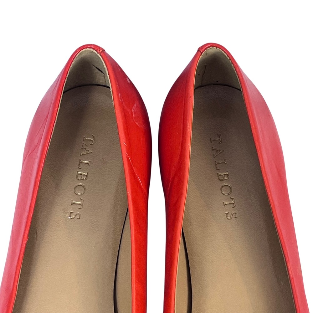 Talbots Red Orange Leather Ballet Flats Gold Detail Women Size 9B Round Toe * - Picture 6 of 9